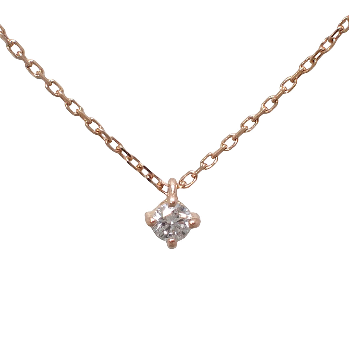 Diamond Necklace Pink Gold K10PG 0.5g ete