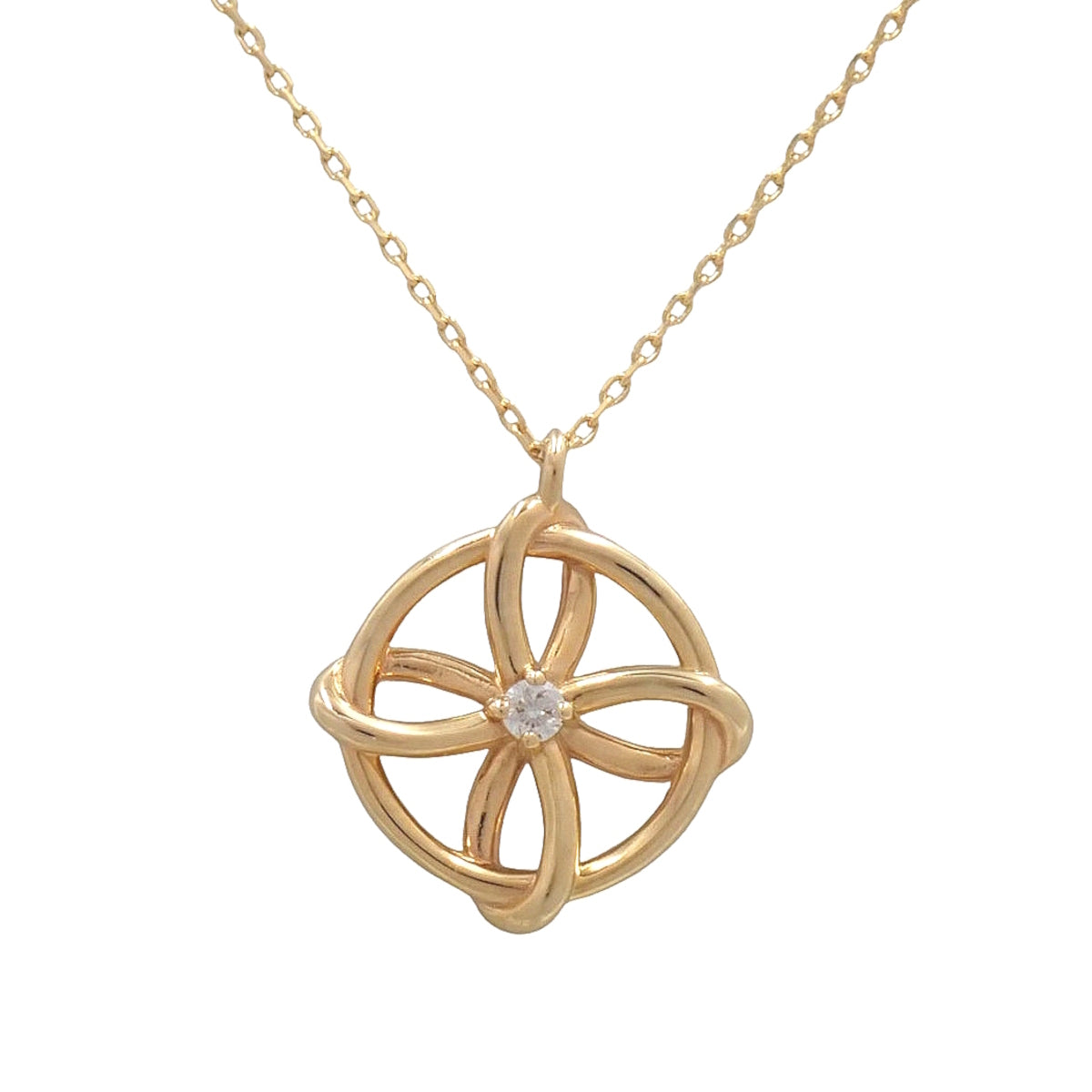 フラワー サークルペンダント ダイヤモンド イエローゴールド K10YG 1.3g