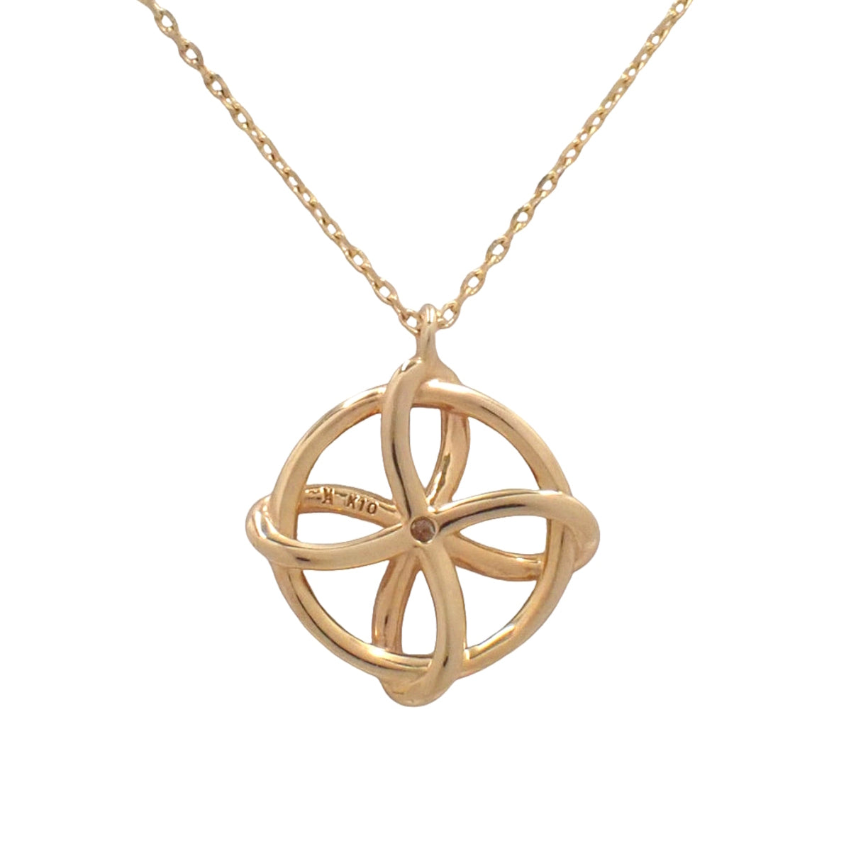 フラワー サークルペンダント ダイヤモンド イエローゴールド K10YG 1.3g