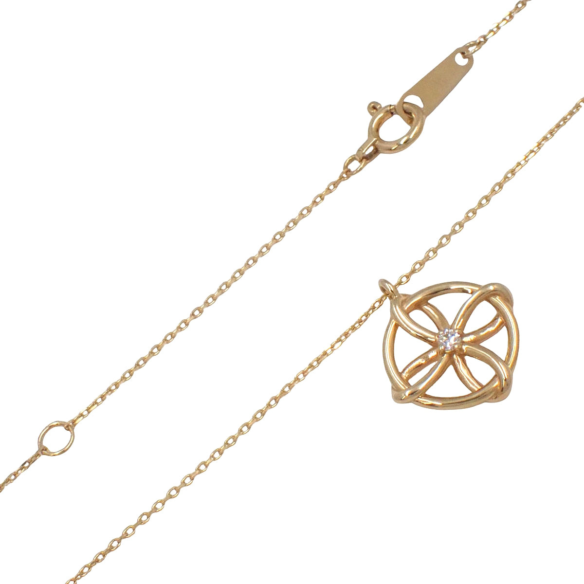 フラワー サークルペンダント ダイヤモンド イエローゴールド K10YG 1.3g