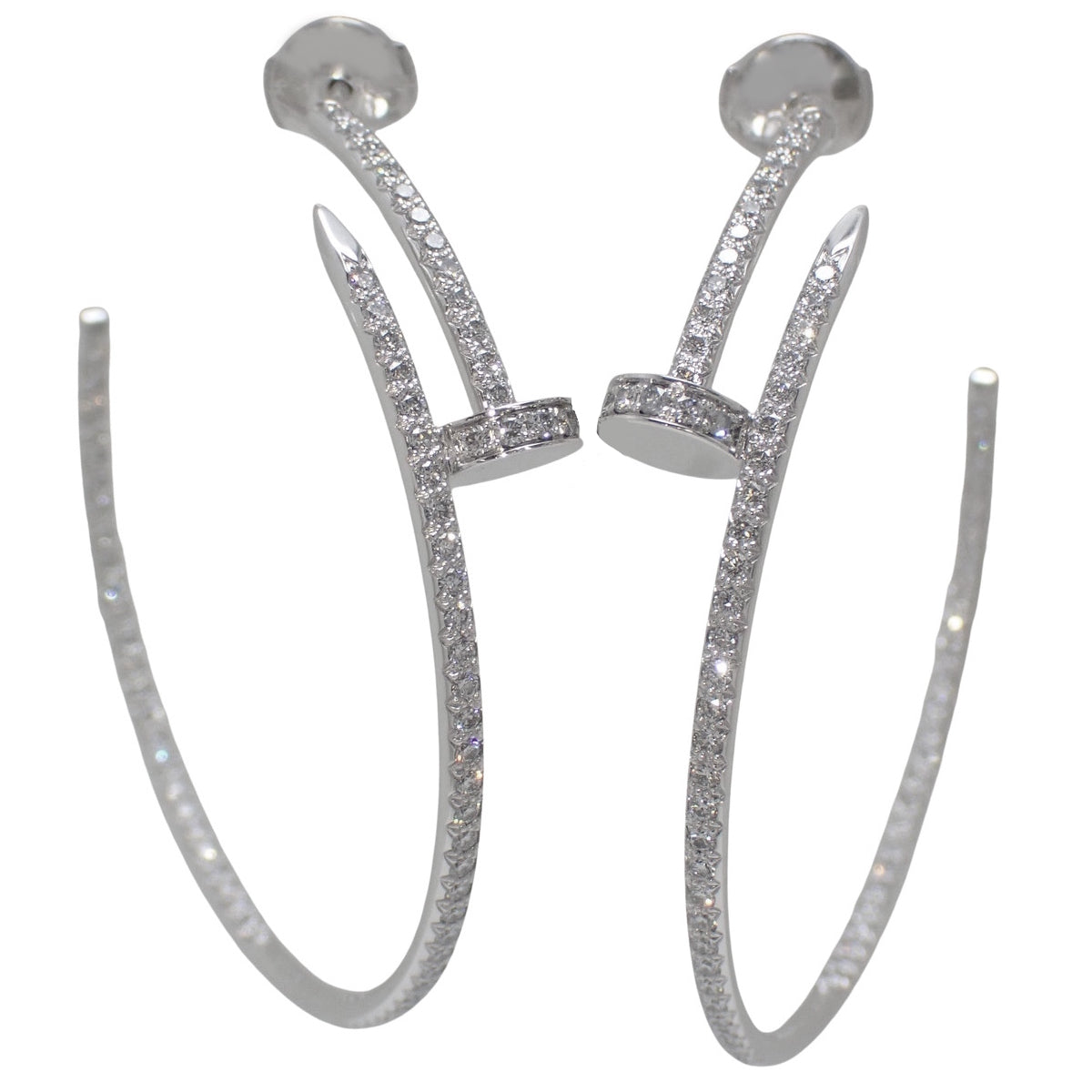 Juste un Clou Hoop Earrings with Diamonds in 18K White Gold and 9.2g