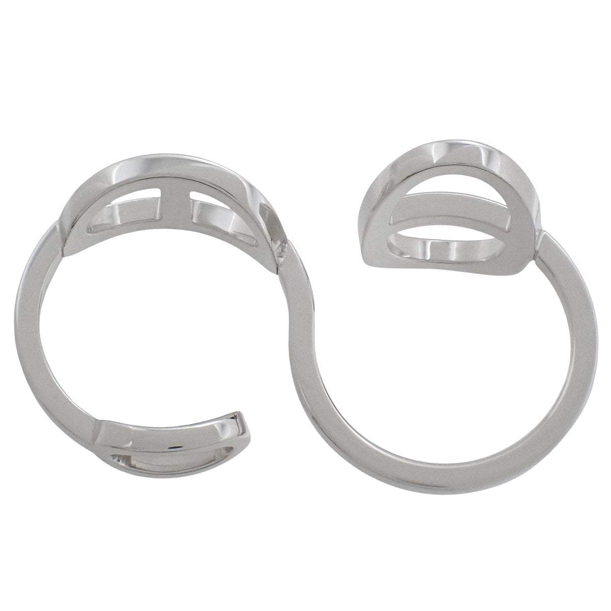 Chaine d'Ancre Contour 双环戒指,镶嵌钻石,18K 白金 (K18WG),8.6克