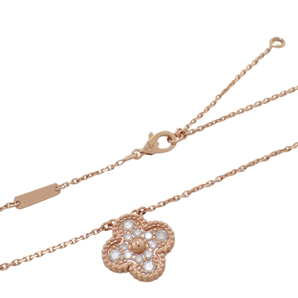 Vintage Alhambra pendant with diamonds in pink gold, 18K pink gold, 5.1g
