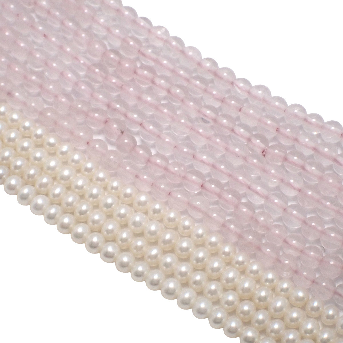 Torsade珍珠和玫瑰石英手链,SV925银材质