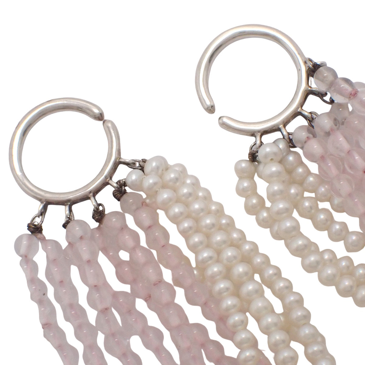 Torsade珍珠和玫瑰石英手链,SV925银材质