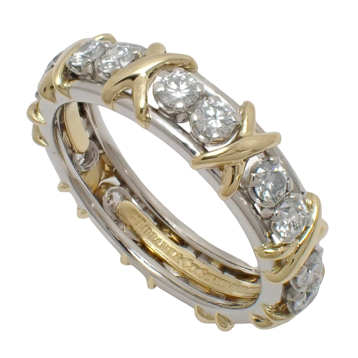 ジャン・シュランバージェ リング ダイヤ プラチナ Pt950 イエローゴールド K18YG 10.6g