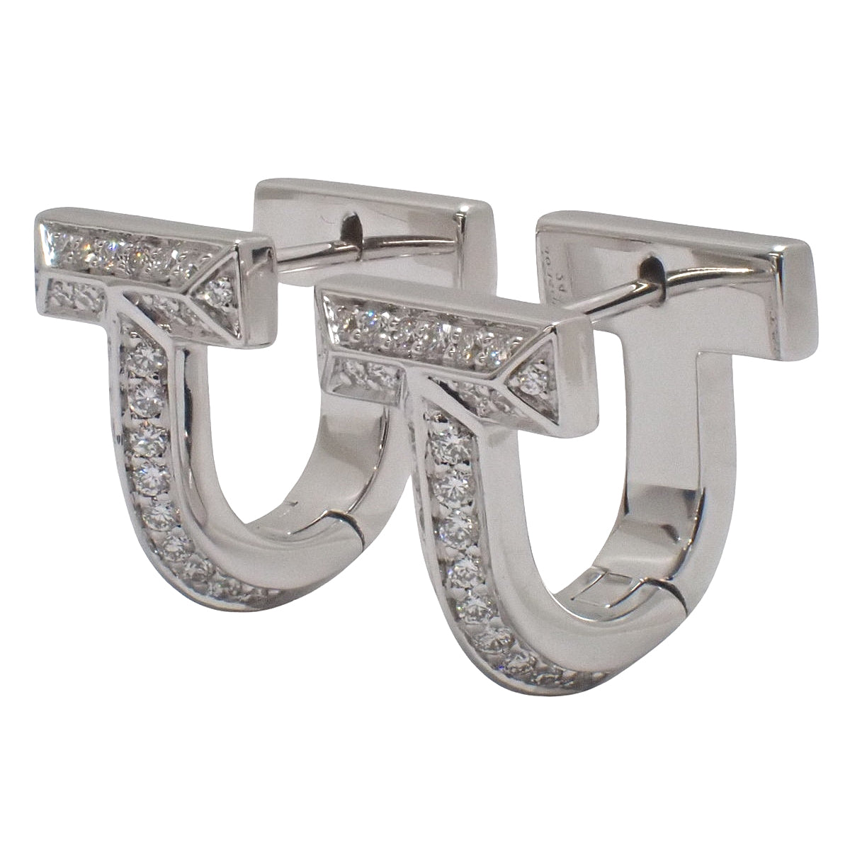 T 半镶钻耳环,钻石,D0.14,白金,K18WG,7.7克