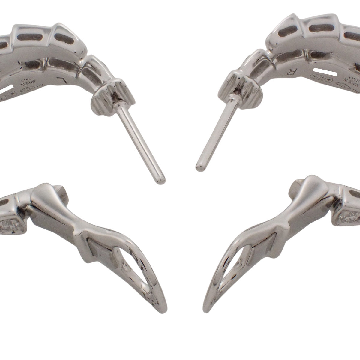 Serpenti Viper 钻石耳环,18K 白金材质,重 8.1 克