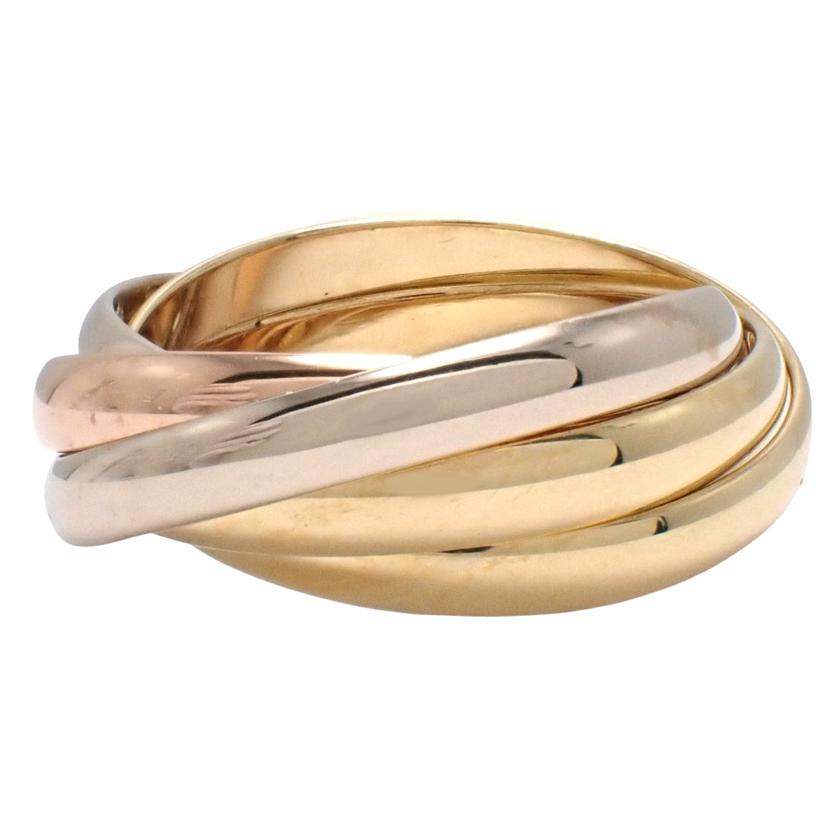 les must de Cartier Trinity Ring, 18K Yellow Gold/Pink/White Gold, 8.5g, 5-Row
