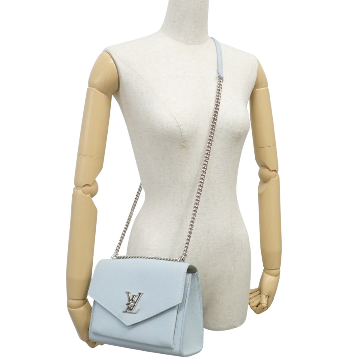 My Lock Me BB Calfskin Light Blue Gray