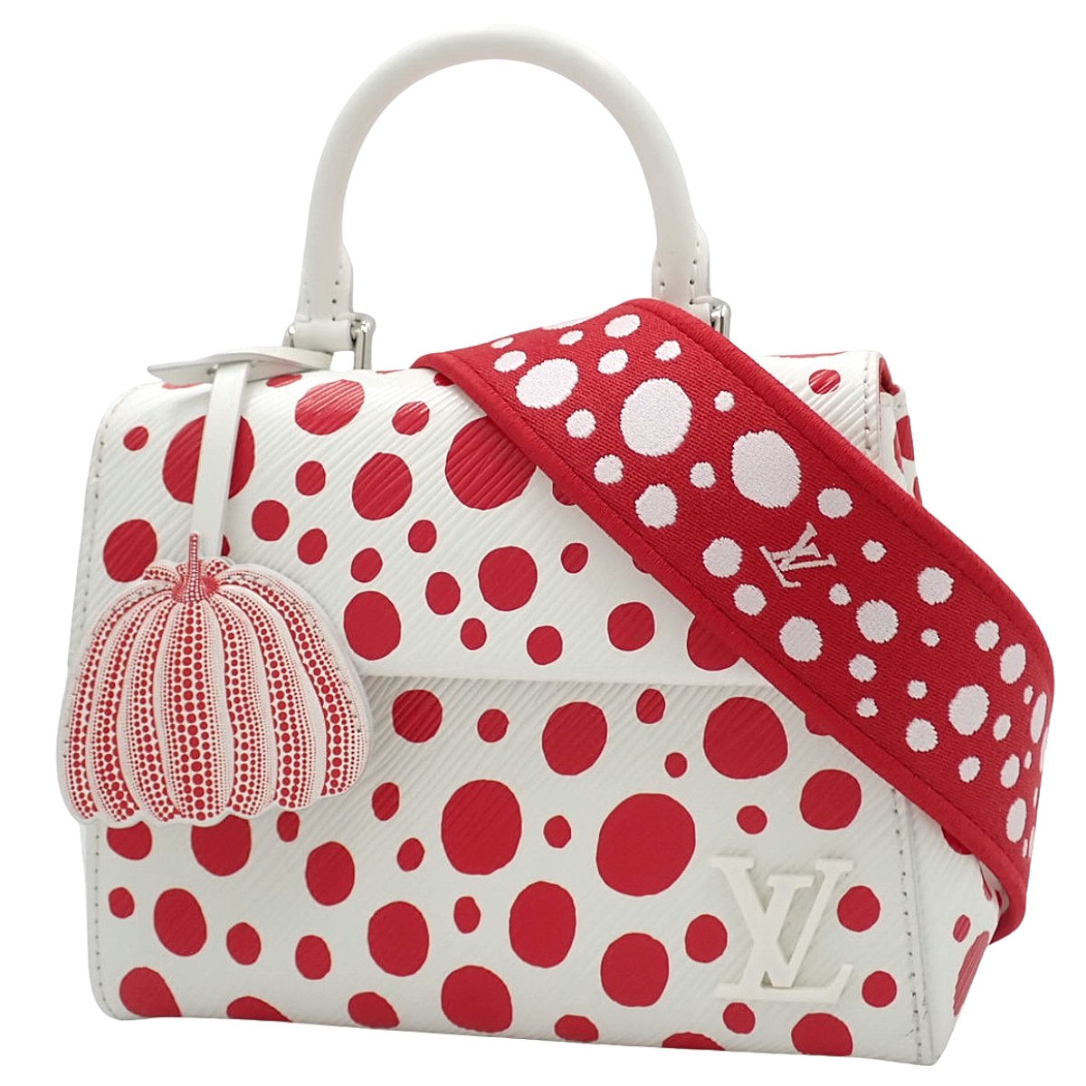 エピ LV X YK クリュニー MINI ホワイト レッド M21722 草間彌生コラボ