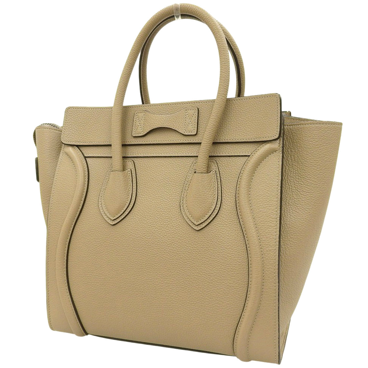 Luggage Micro Shopper in Drummed Calfskin, Dune, 189793DRU.03UN