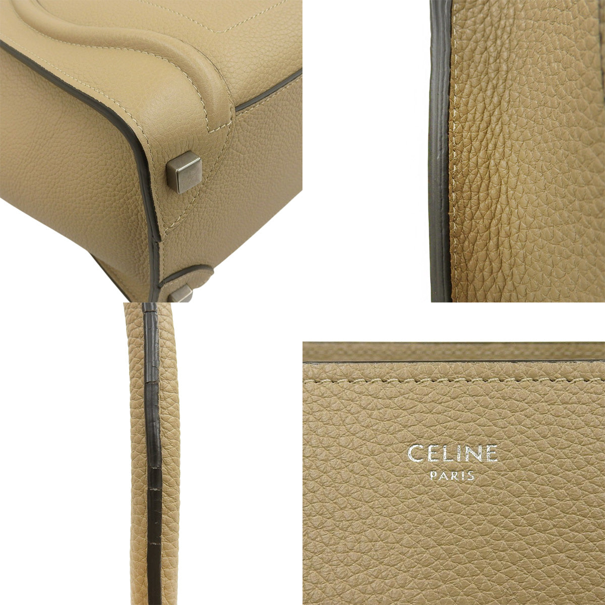 Luggage Micro Shopper in Drummed Calfskin, Dune, 189793DRU.03UN