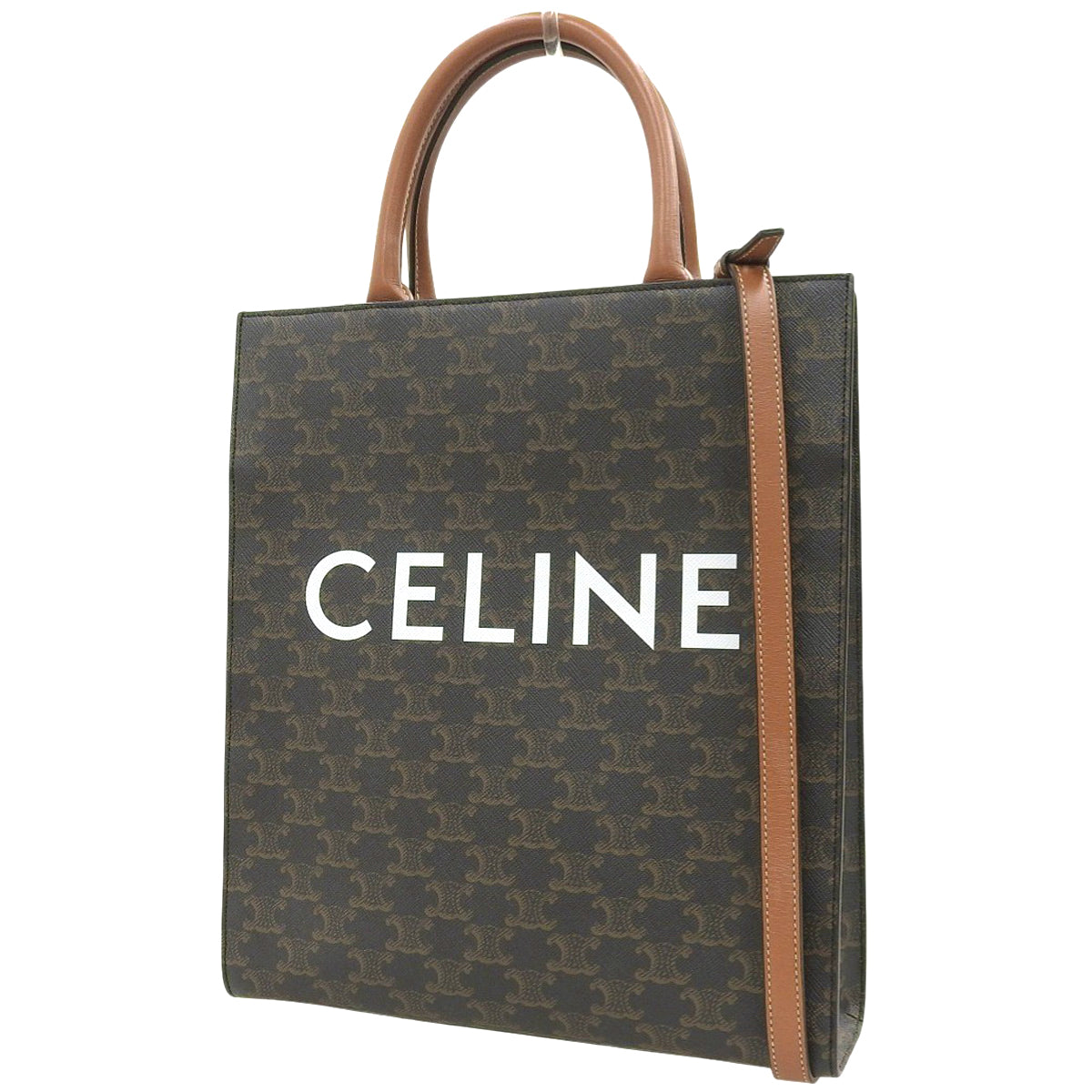 スモール バーティカル カバ カーフ トリオンフキャンバス ダークブラウン 191542BZK