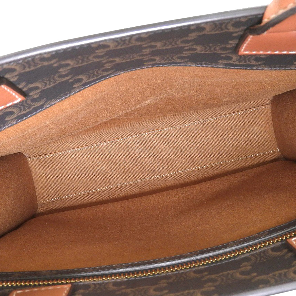 Small Vertical Cabas Calf Leather Triomphe Canvas Dark Brown 191542BZK