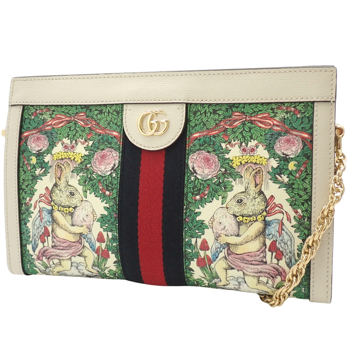 オフィディア スモール チェーンショルダーバッグ PVC レザー アイボリー グリーン マルチカラー 503877 ヒグチユウココラボ 日本限定