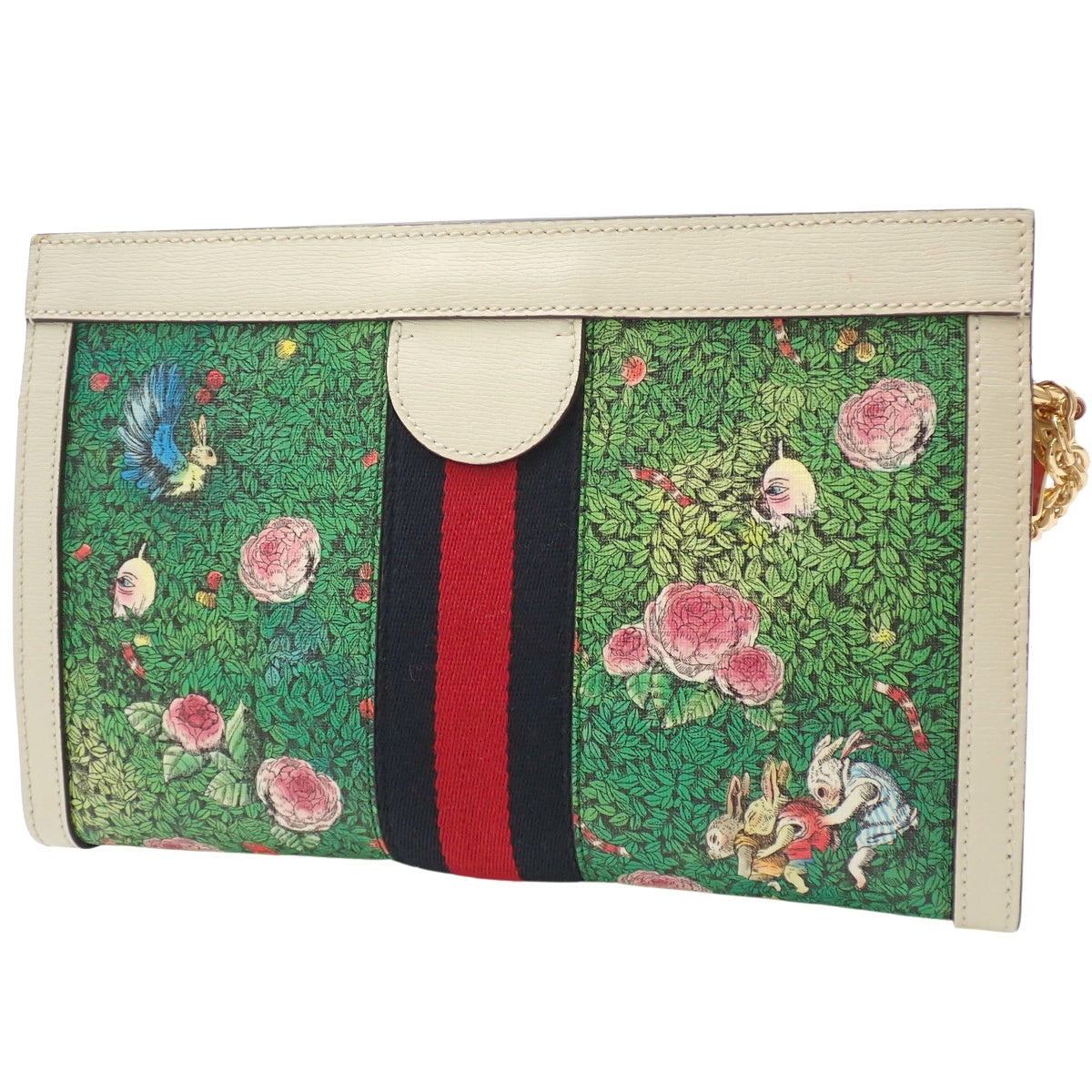 オフィディア スモール チェーンショルダーバッグ PVC レザー アイボリー グリーン マルチカラー 503877 ヒグチユウココラボ 日本限定