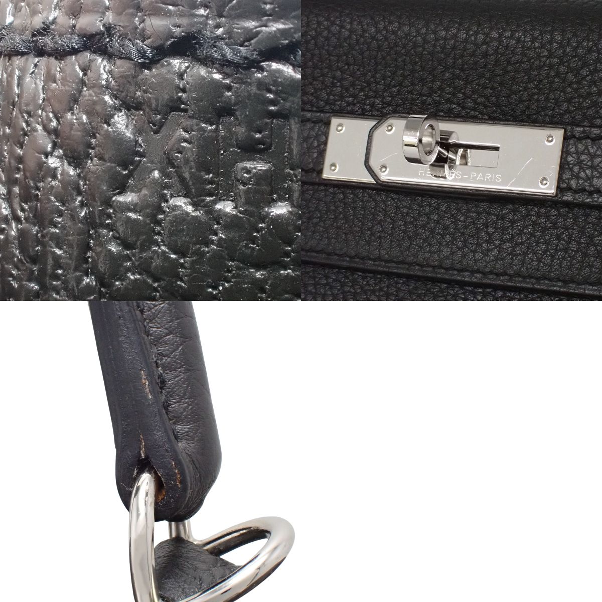 Kelly 28 (内缝) Taurillon Clemence 皮革 钯金件 Plomb色 银色金属件 X刻印