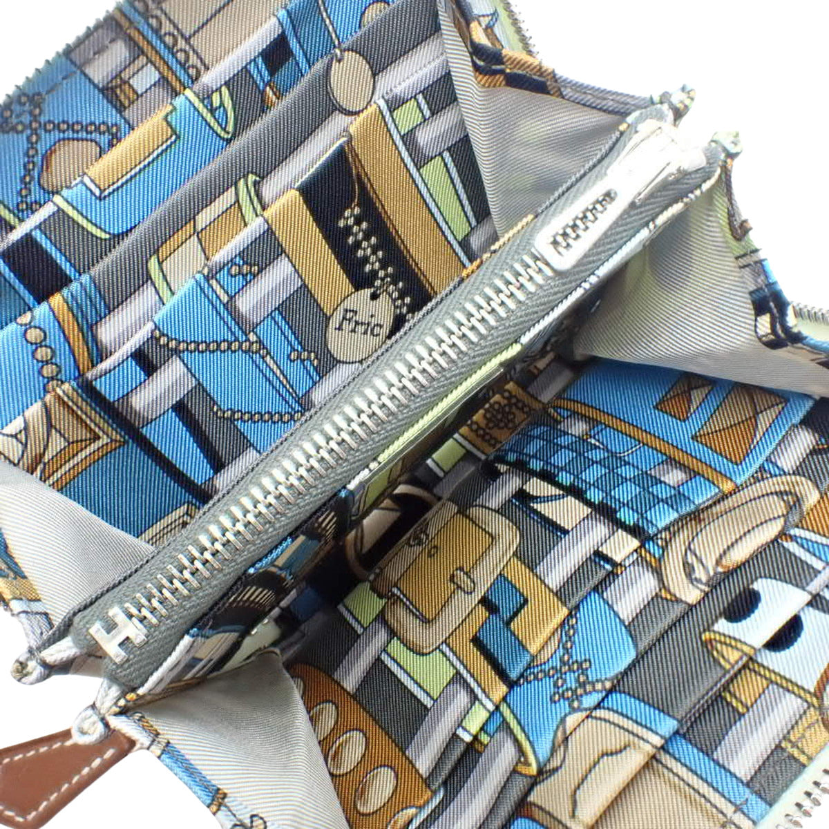 Azap Compact Silk'in Epsom Silk Vert Fizz Gris Meyer Silver Hardware W stamp
