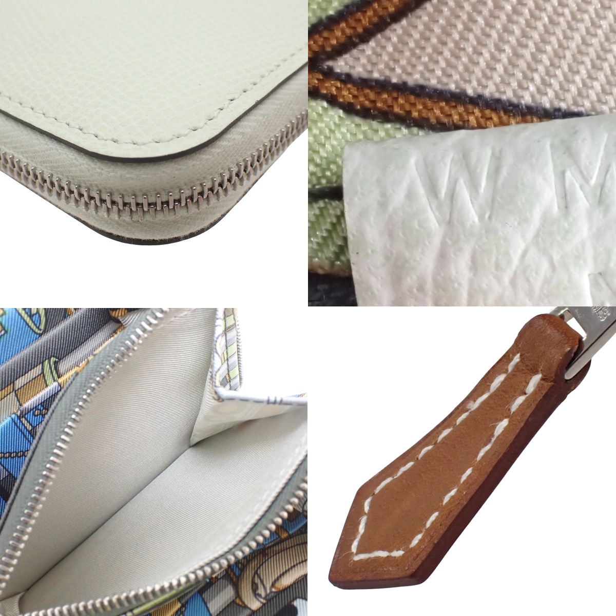 Azap Compact Silk'in Epsom Silk Vert Fizz Gris Meyer Silver Hardware W stamp