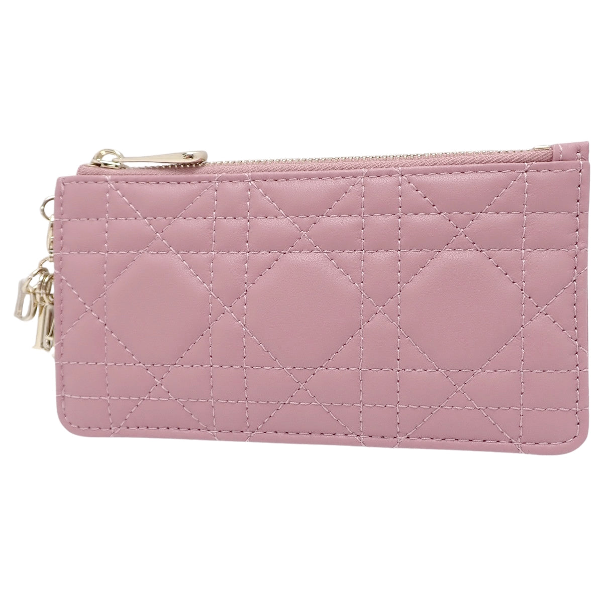 Cannage Lady Dior Zip Coin Case in Lambskin, Dark Lavender, S04780NMJ