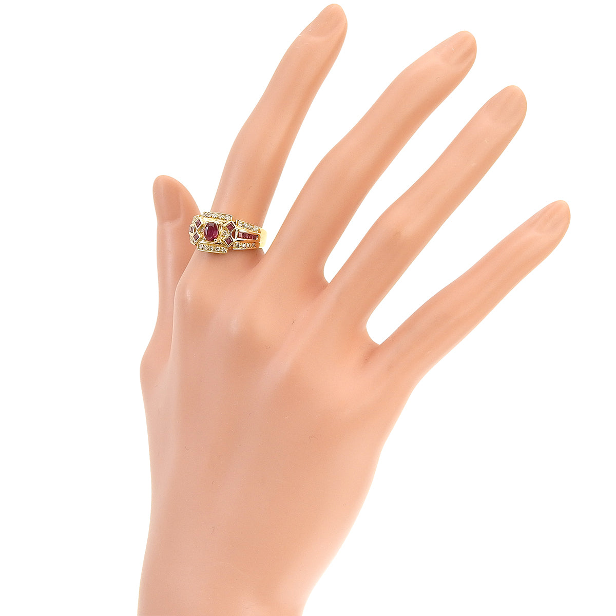 Ruby Diamond Ring R0.45,0.33/D0.25 Yellow Gold K18YG 6.4g