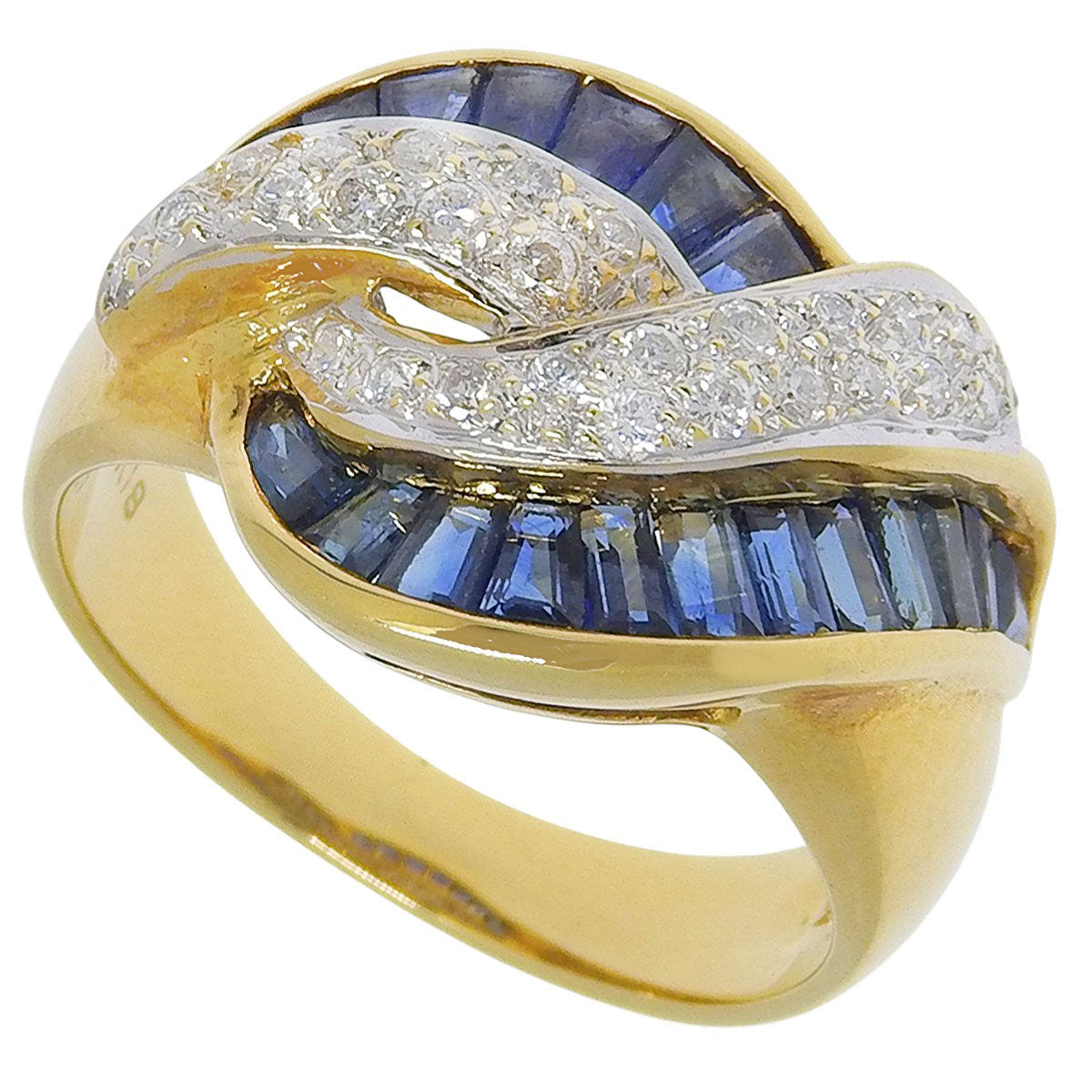 Sapphire and diamond ring, size S1.98/D0.27, 18K yellow gold, 7.9g