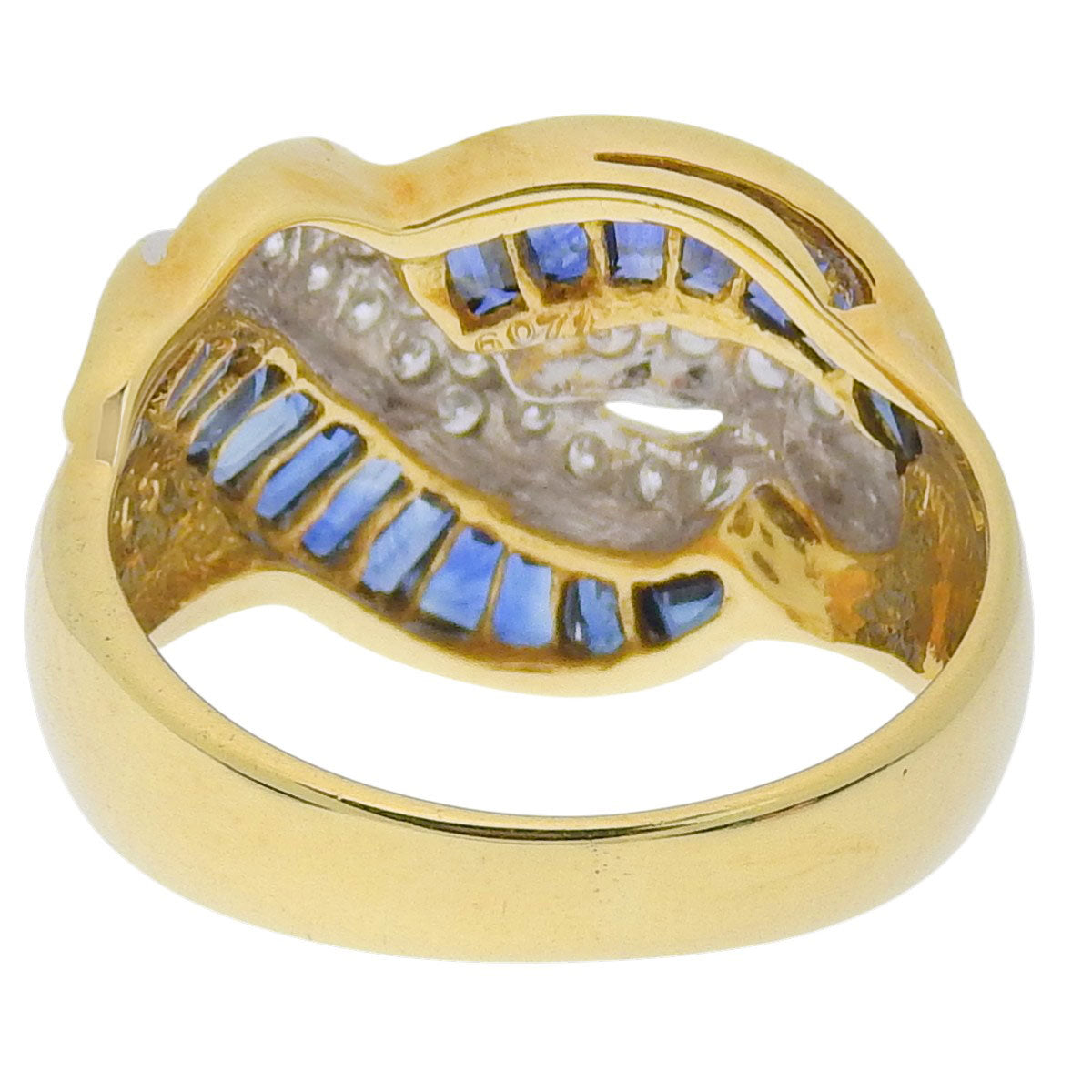 蓝宝石钻石戒指,尺寸 S1.98/D0.27,18K黄金,7.9克