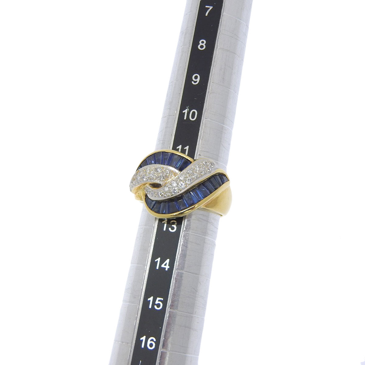 蓝宝石钻石戒指,尺寸 S1.98/D0.27,18K黄金,7.9克