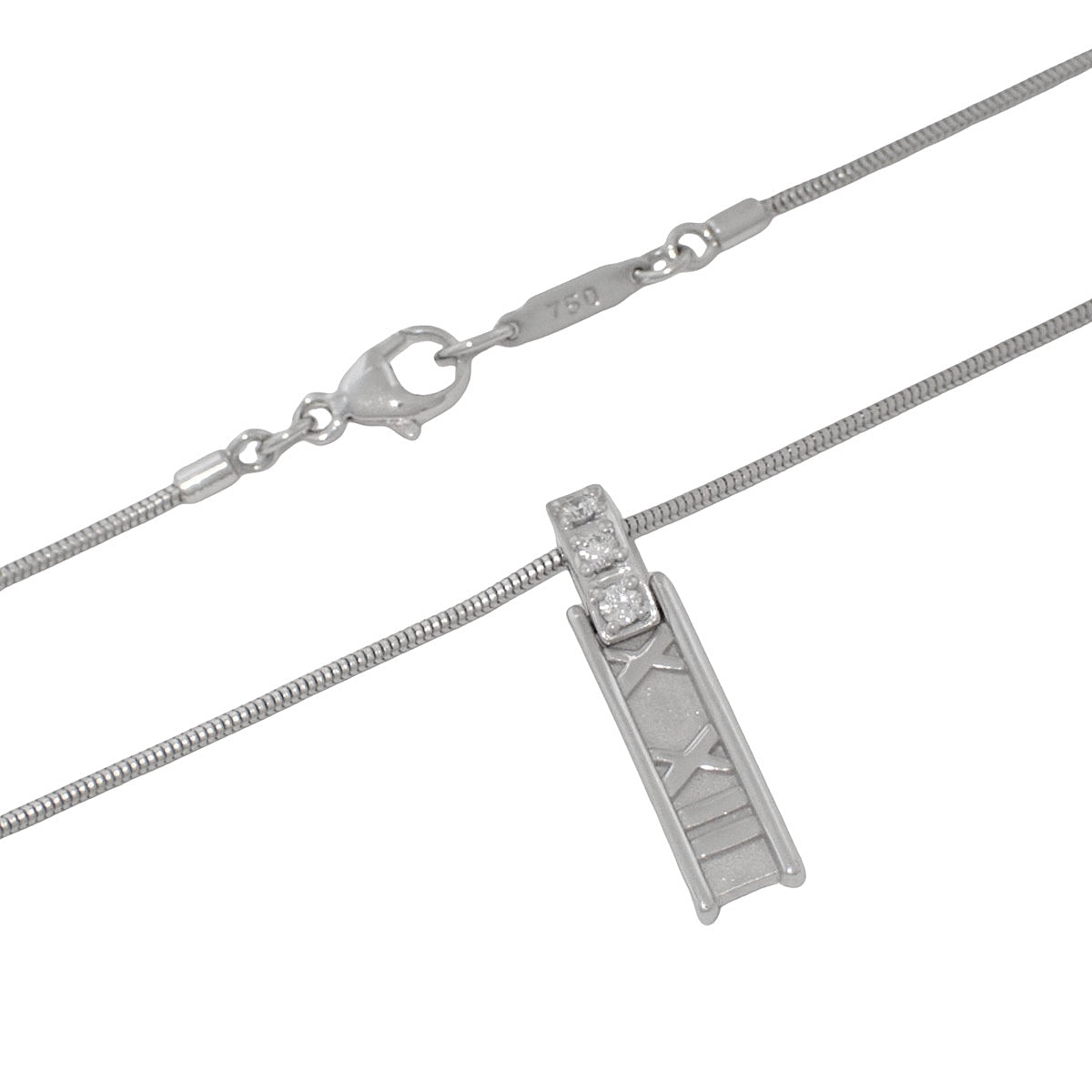 Tiffany & Co. アトラス 3PD バー ペンダント ダイヤモンド K18WG 7.1g