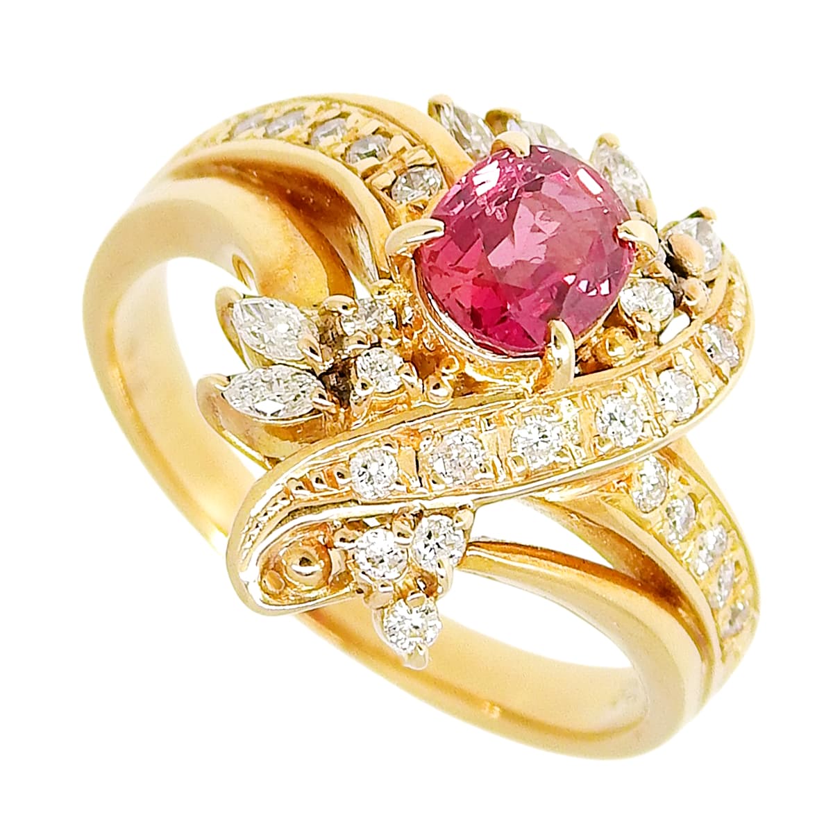 ルビー ダイヤモンド リング R0.67/D0.33 K18YG 6.2g