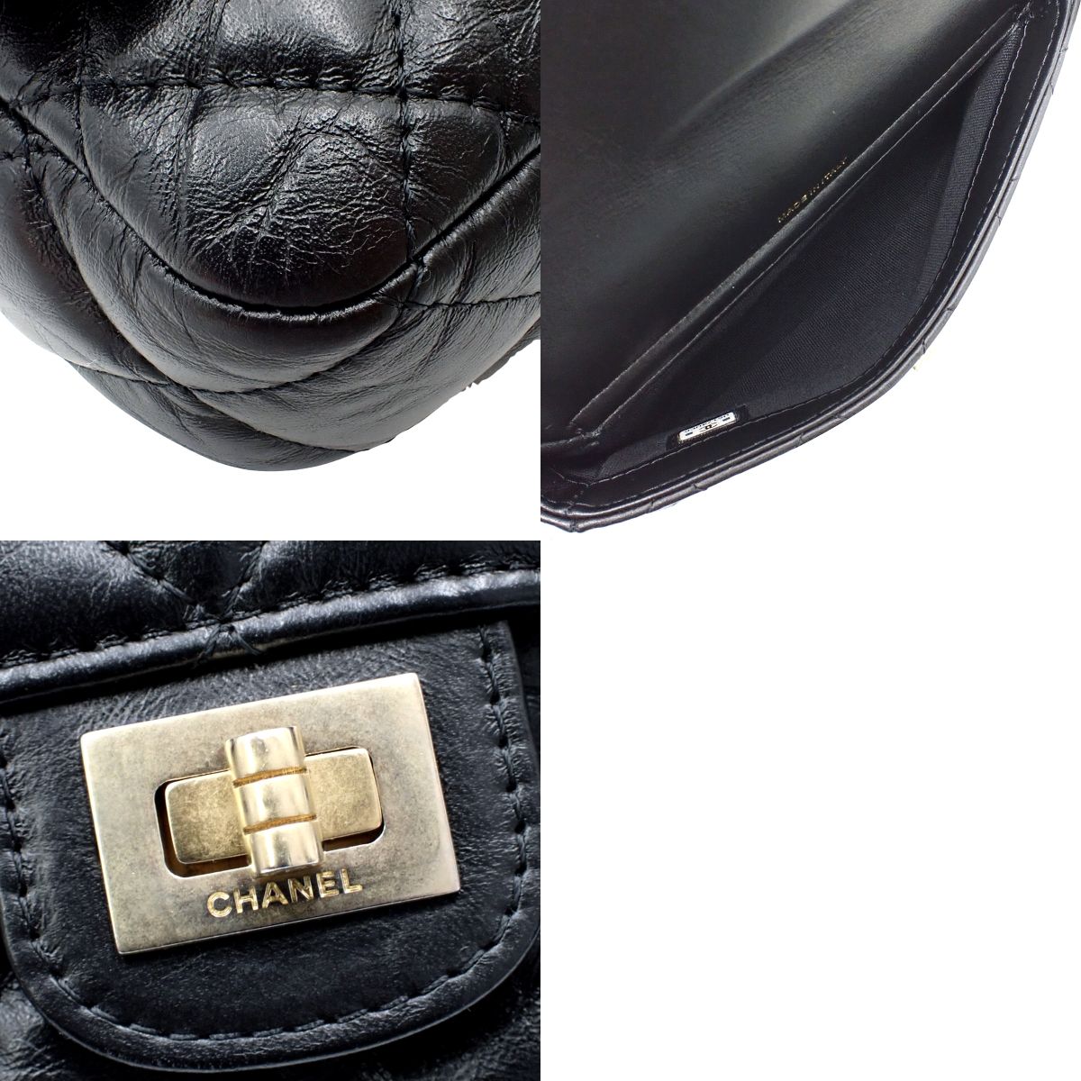 Matelasse/2.55 Mini Chain Shoulder Bag in Black Calfskin