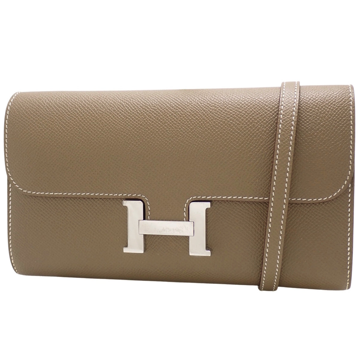 Constance Long To Go, Epsom Etoupe/Etoupe, Silver Hardware, Double Stamp