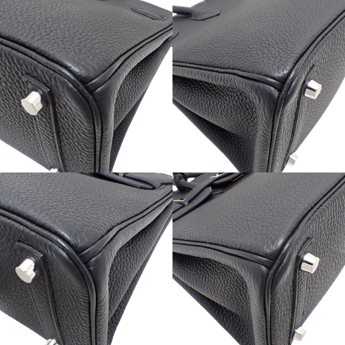 Birkin 25 Togo 黑色手提包,配银色五金件和 Y 字印记