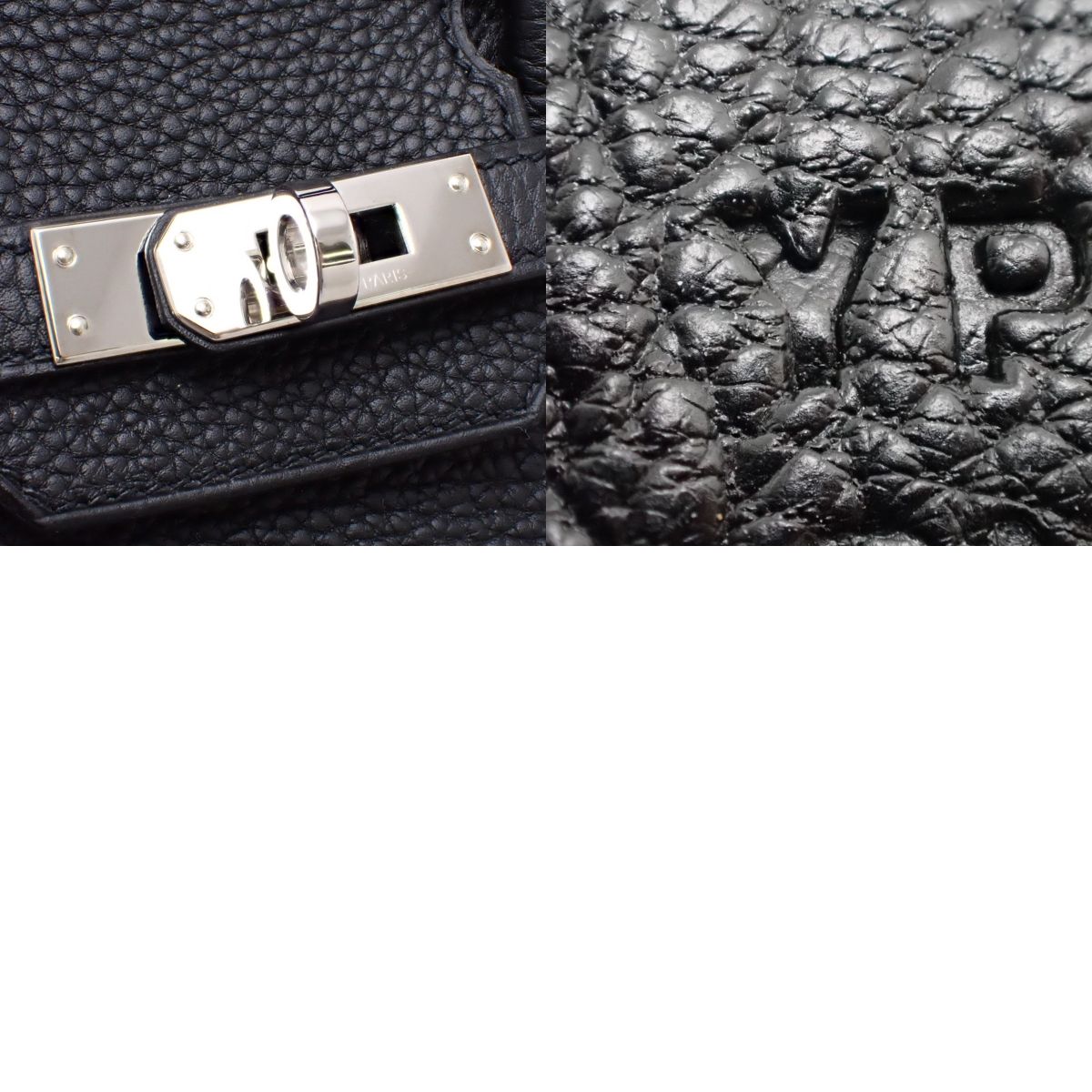 Birkin 25 Togo 黑色手提包,配银色五金件和 Y 字印记