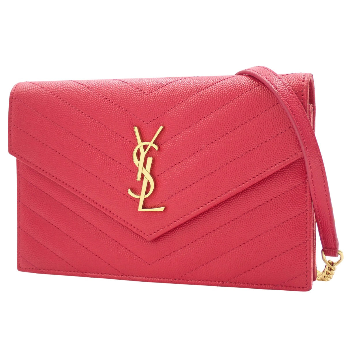 Cassandra Envelope Chain Wallet in Pink Leather