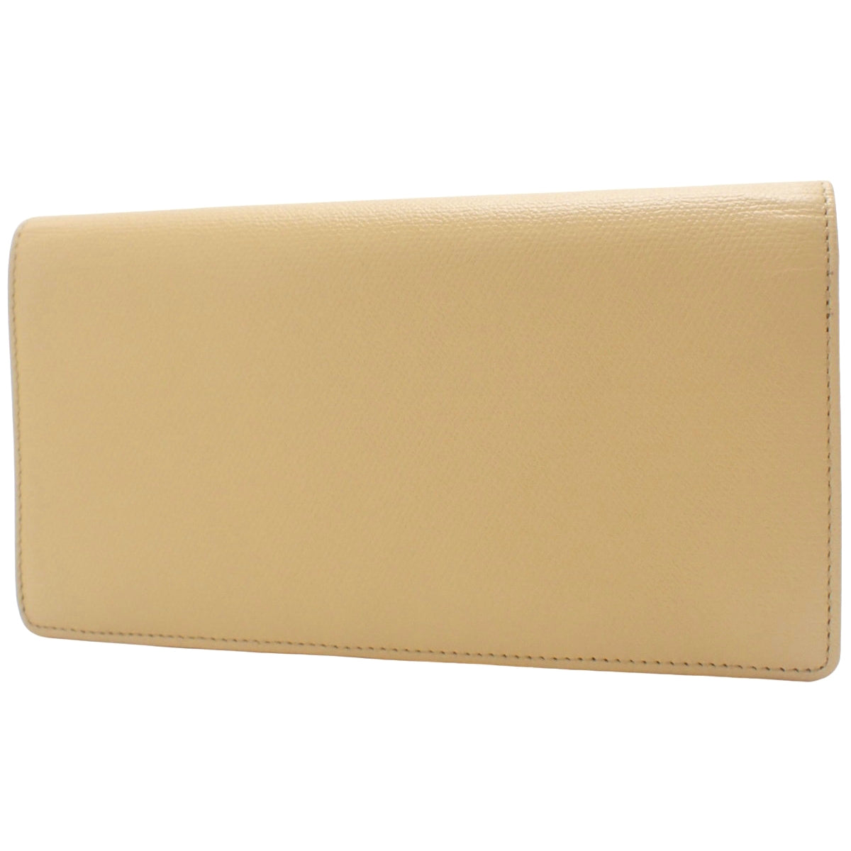 Coco Button Bifold Long Wallet in Beige Leather