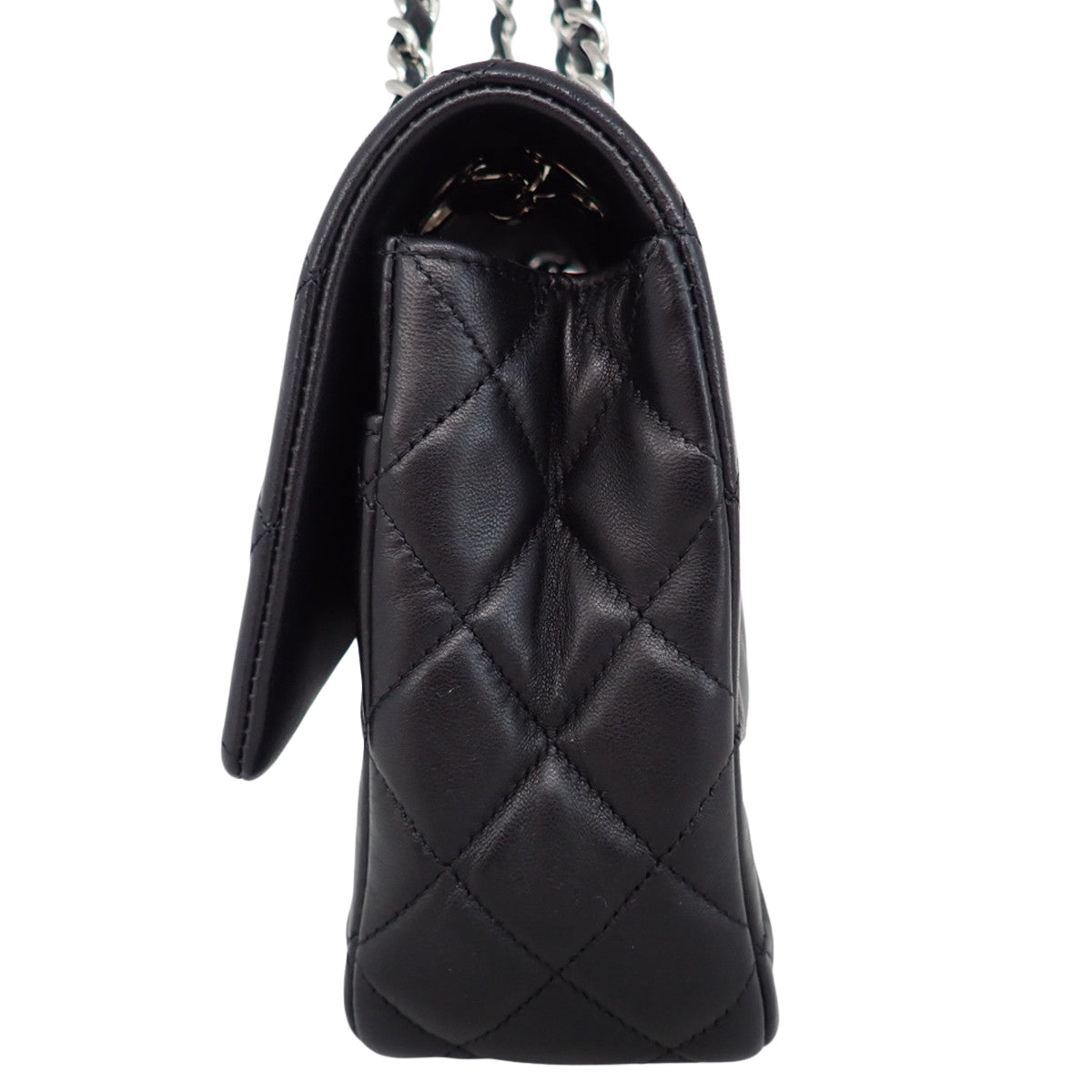 Matelasse Coco Mark Single Flap 25 Chain Shoulder Bag in Black Lambskin, Valentine's Day Limited Edition