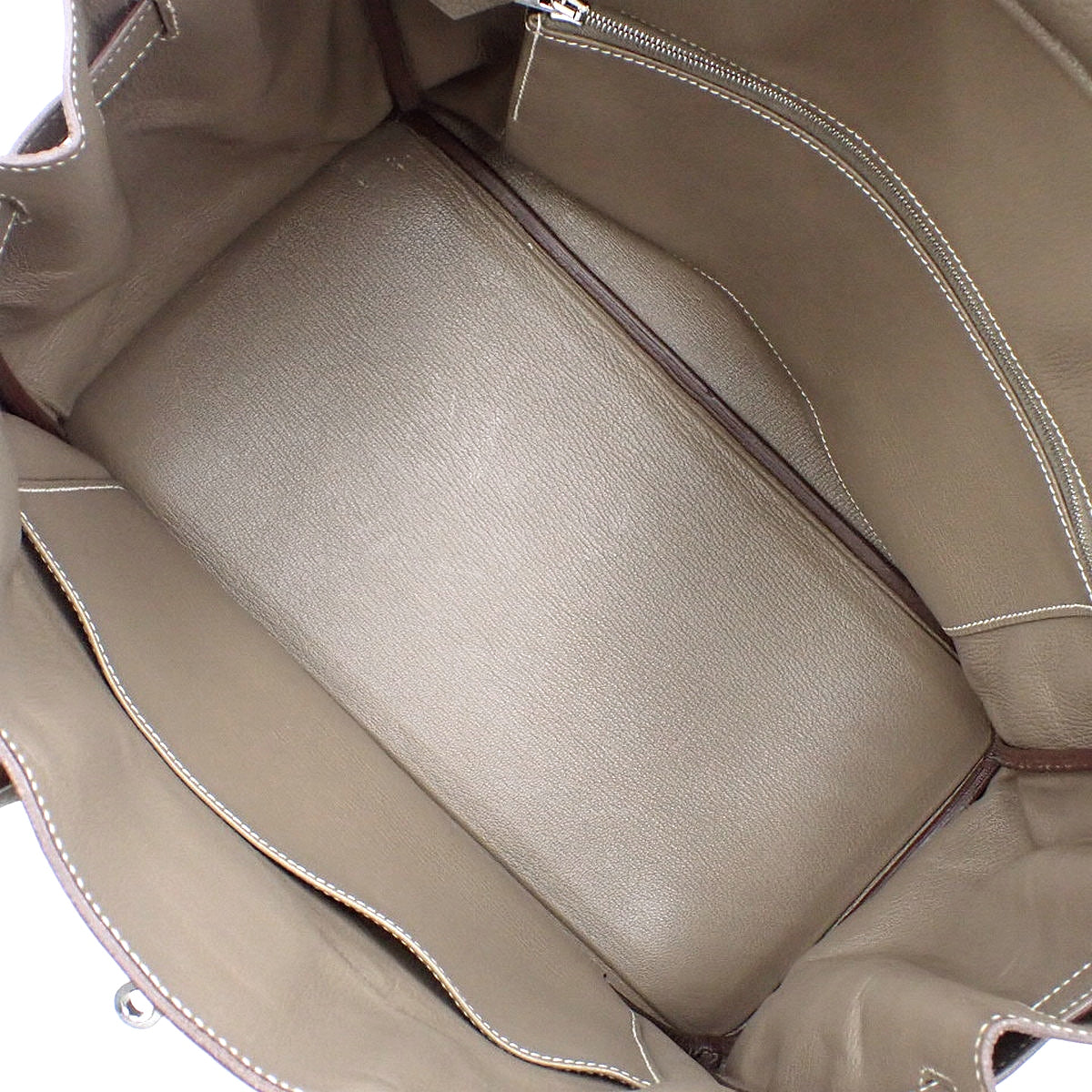 Birkin 35 in Taurillon Clemence Etoupe leather with silver hardware, stamped M