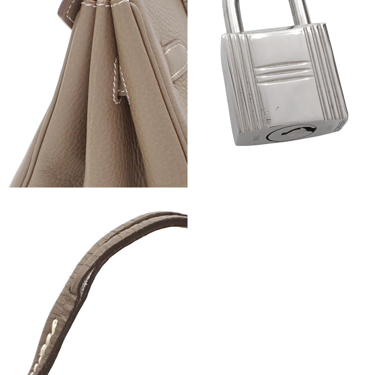 Birkin 35 in Taurillon Clemence Etoupe leather with silver hardware, stamped M