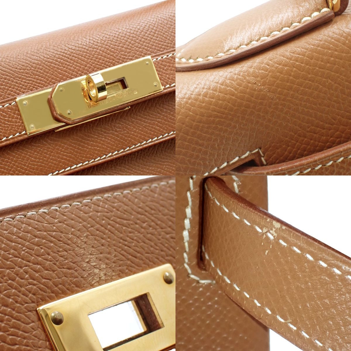 Kelly 28 (inner stitching) Kushvel Gold, Gold hardware, B stamp