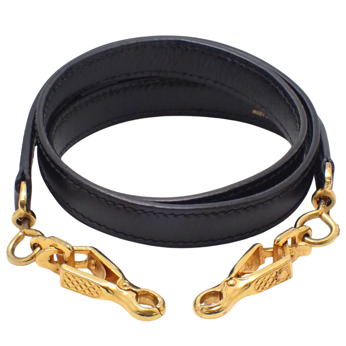 Shoulder Strap Box Calf Black Gold Hardware