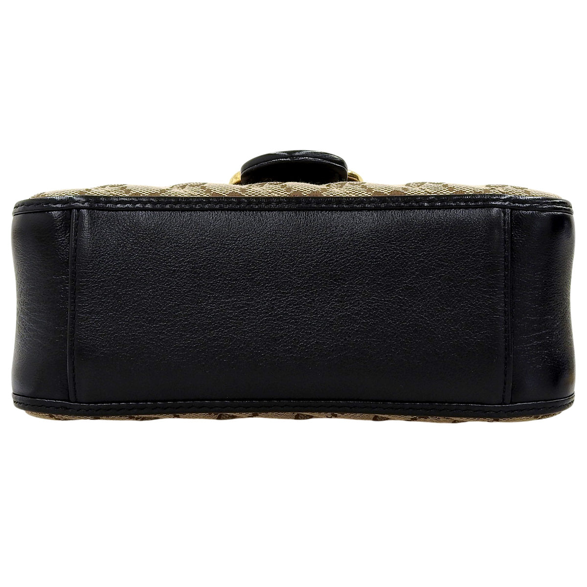 GG Marmont Mini Top Handle Bag in GG Canvas and Leather, Beige, Black, and Brown, 583571