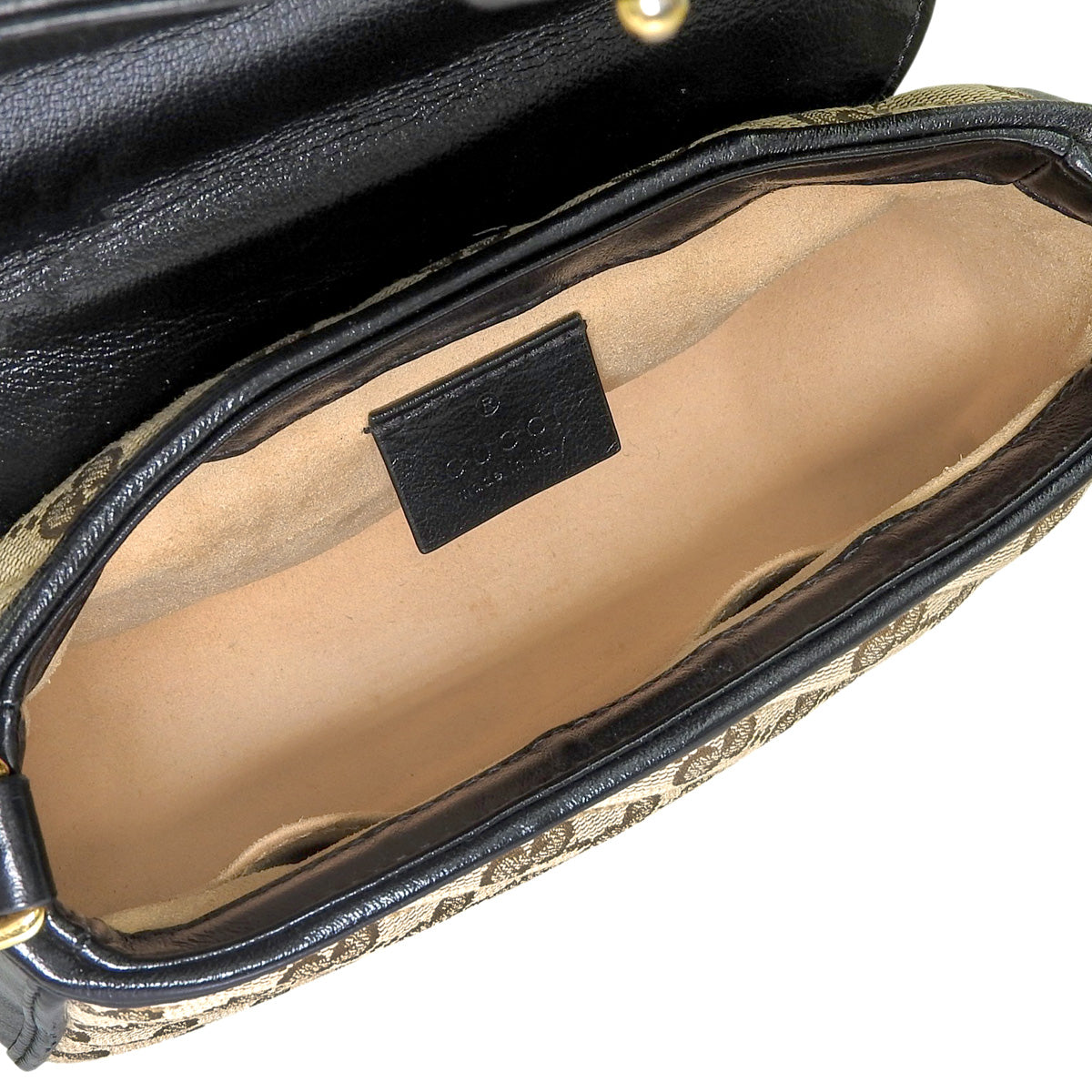 GG Marmont Mini Top Handle Bag in GG Canvas and Leather, Beige, Black, and Brown, 583571