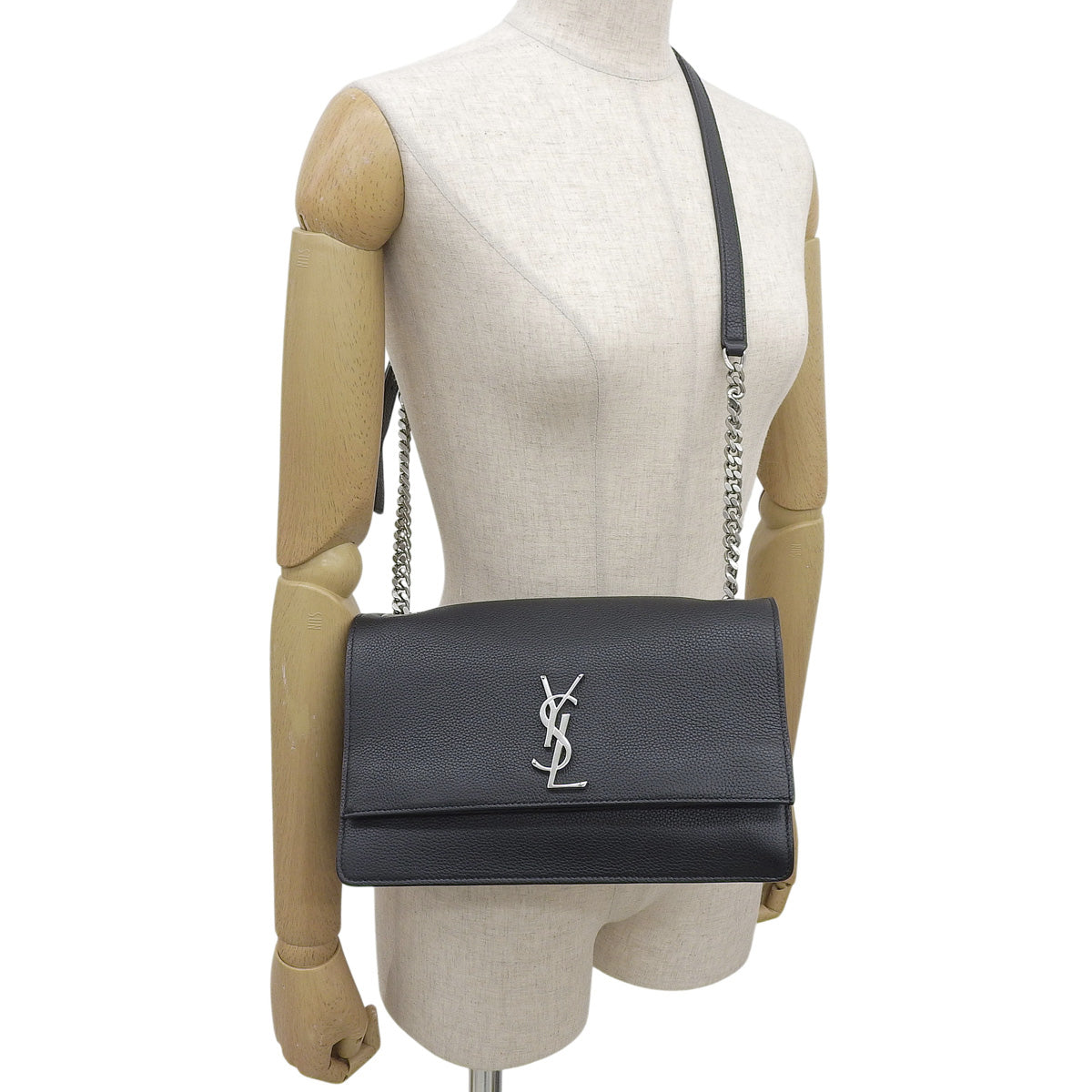 Chain shoulder bag leather black 515823