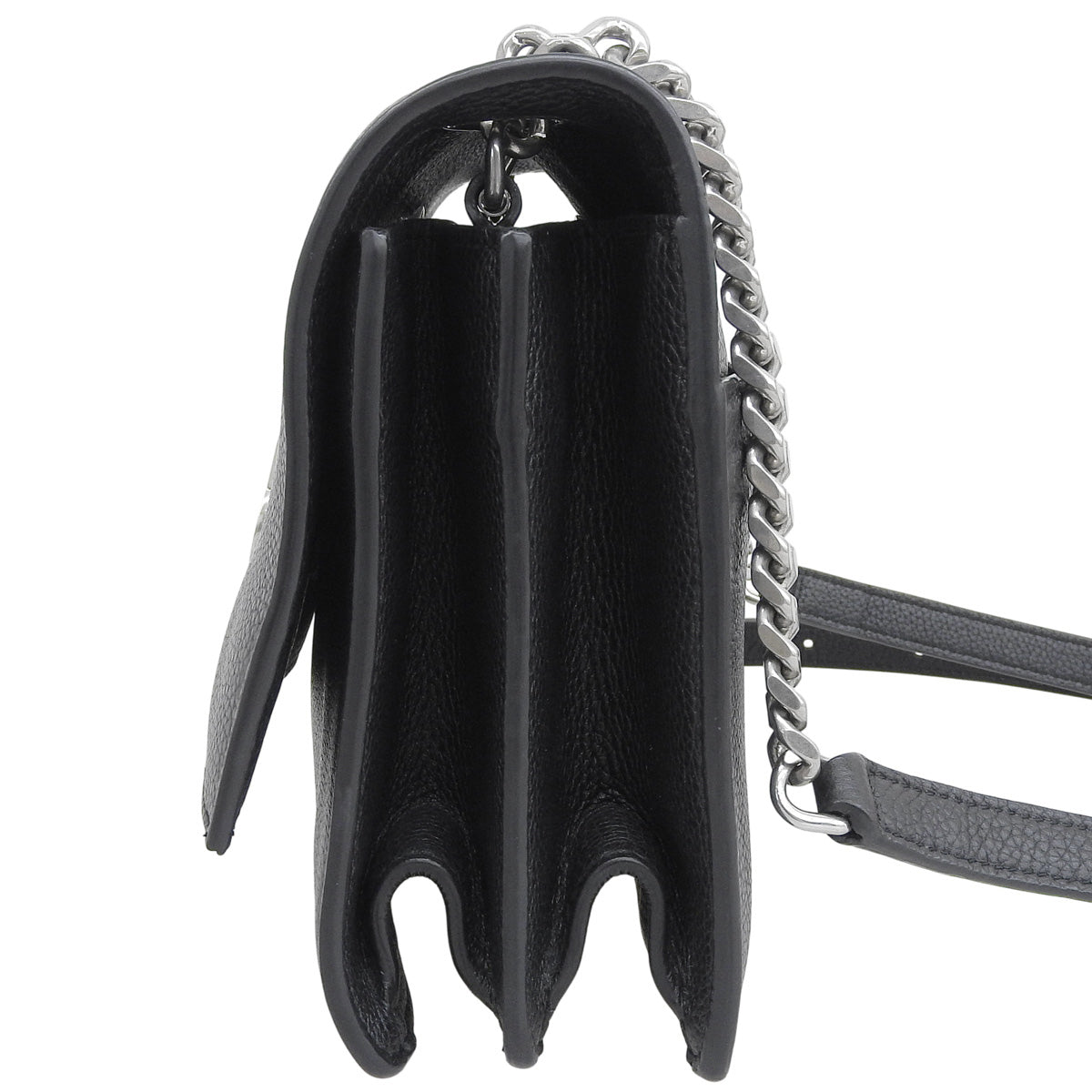 Chain shoulder bag leather black 515823