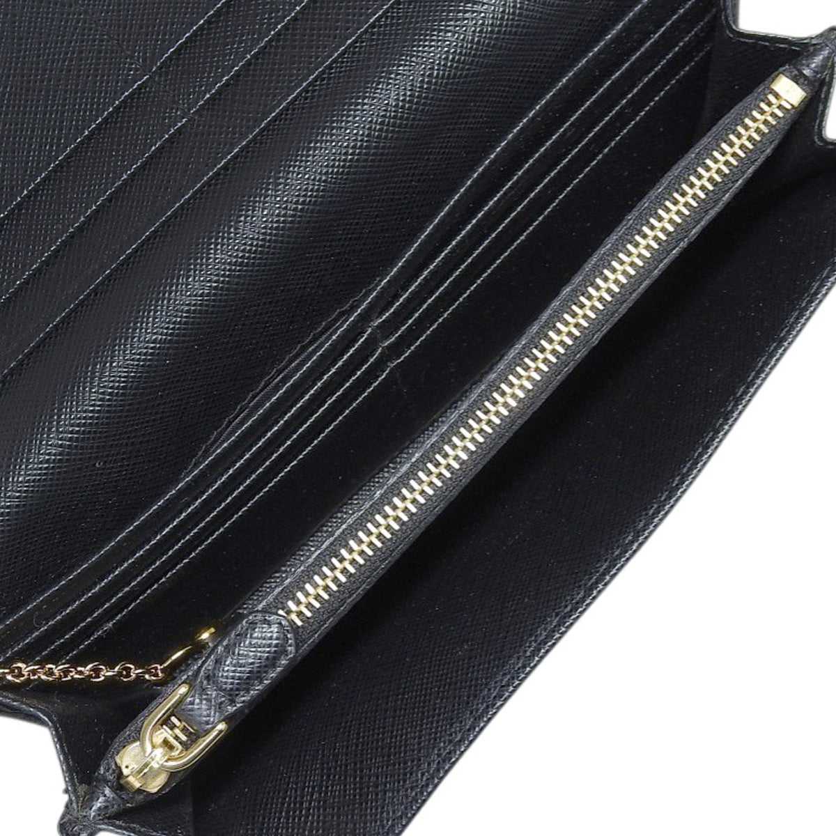 Ribbon Bifold Long Wallet in Saffiano Leather NERO 1M1132