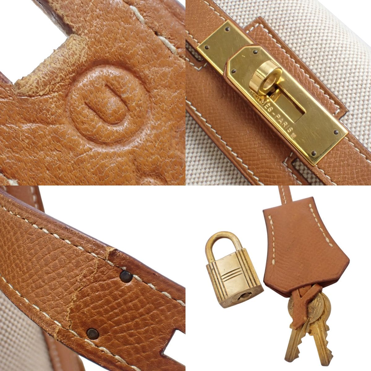 ケリー28 (外縫い) ヴォーガリバー トワルアッシュ ナチュラル ゴールド金具 〇U刻印