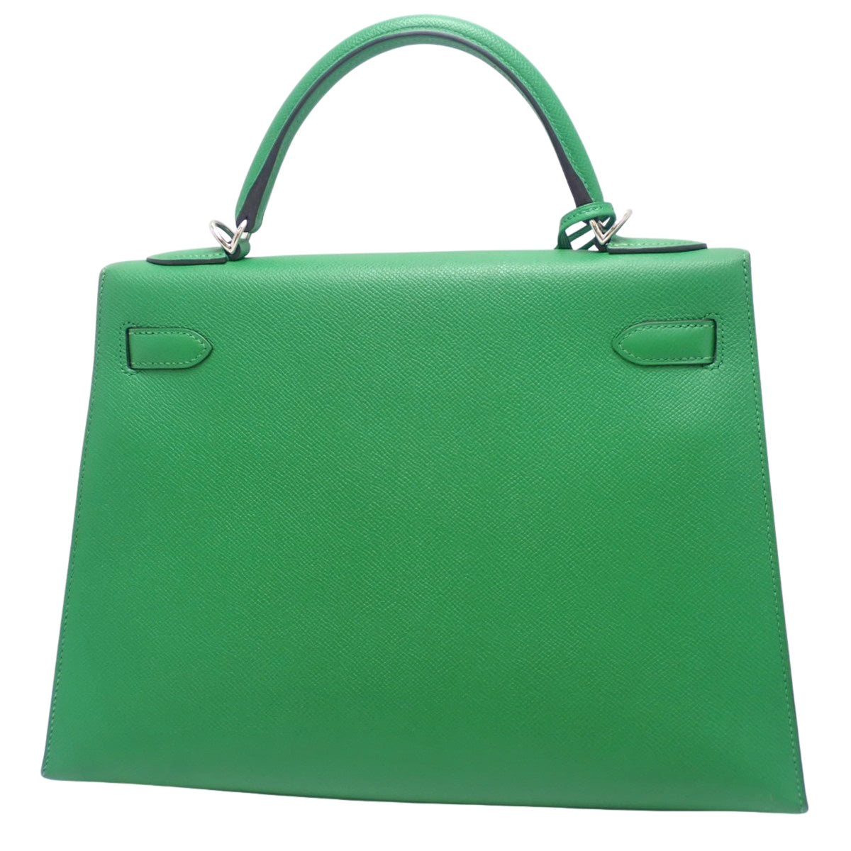 Kelly 32 (External Stitching) Epsom Leather, Palladium Hardware, Bamboo, Silver Hardware, R Stamp