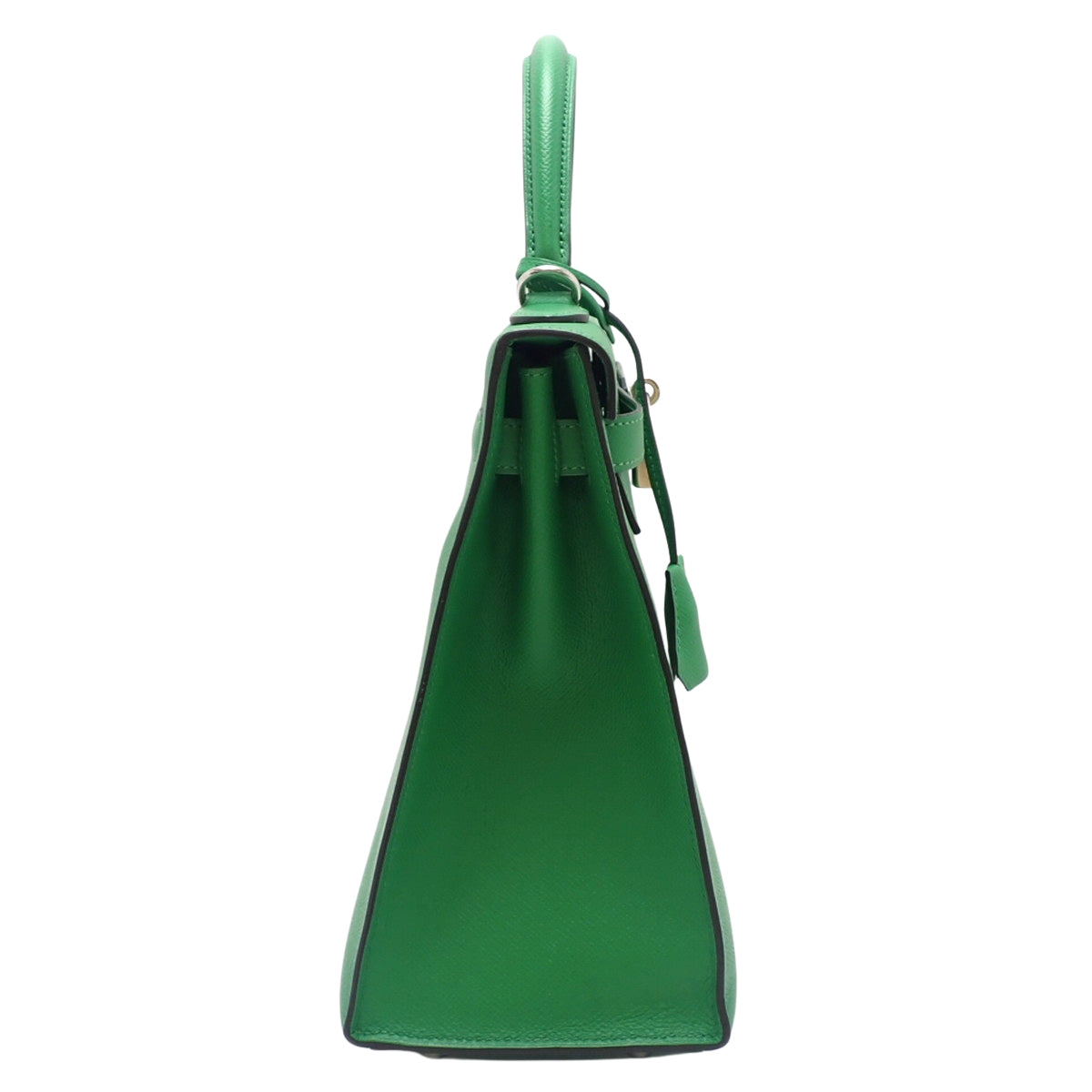 Kelly 32 (External Stitching) Epsom Leather, Palladium Hardware, Bamboo, Silver Hardware, R Stamp